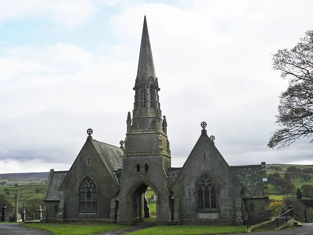 Photo showing: Chapels of Colne Cemetery, Lancashire