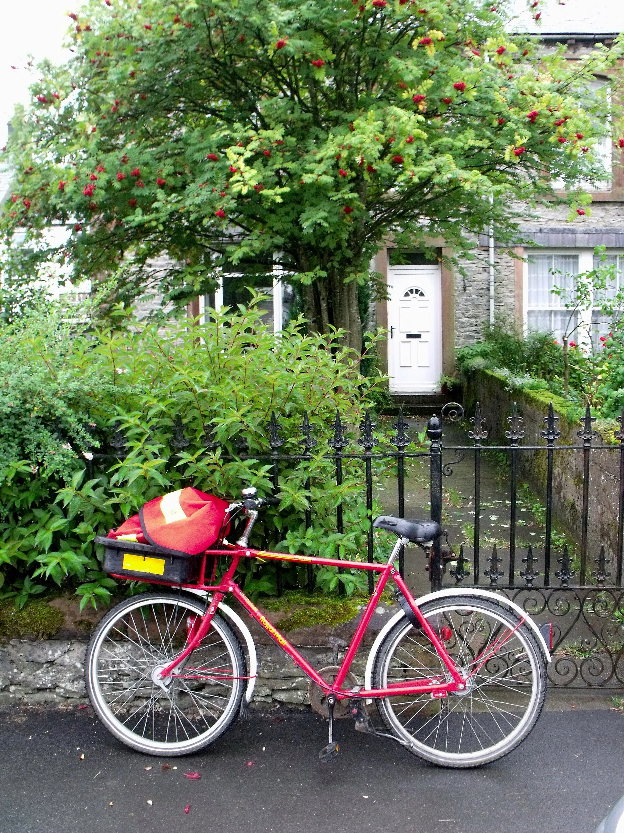 Photo showing: At Shap. The Royal Mail is one of the national agencies still in government hands.....for now. Postmen and postwomen are part of everyday life. Rural communities are served by postmen in vans, but in larger communities they often use bicycles to deliver the mail. Postmen are so part of everyday life that a famous childrens' programme called Postman Pat celebrated the postie and his or her important role in the British way of life.

To appease arch feminists, I should point out that this bike was indeed used by a male mailist.