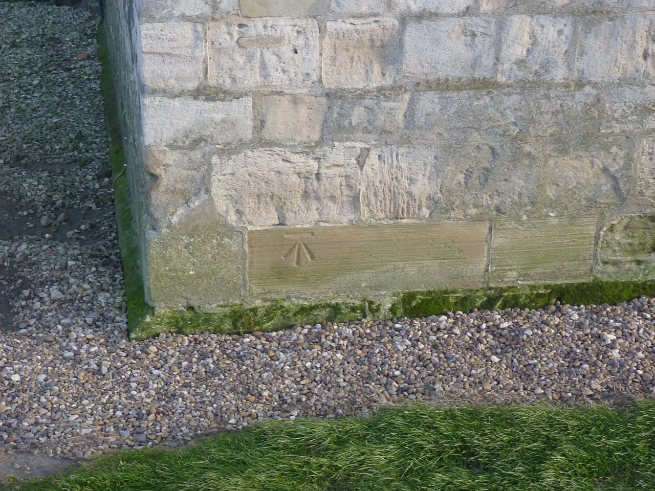 Photo showing: Bench mark, Birkin Church