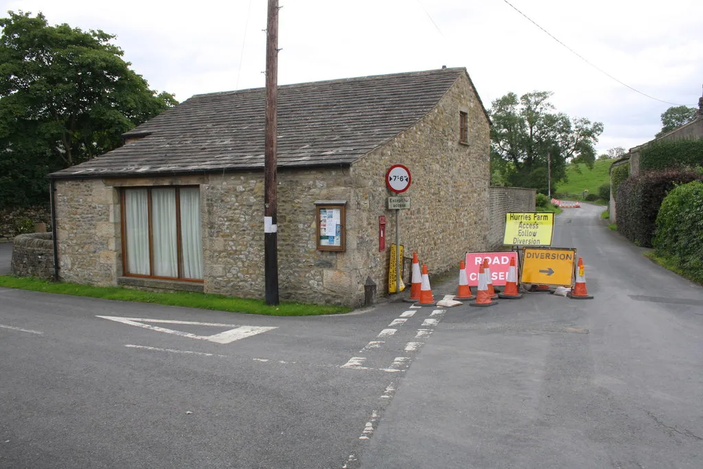 Photo showing: Road closed at Otterburn cross roads