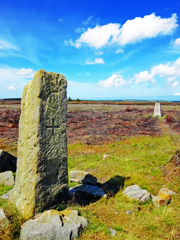 Photo showing: Standing Stone & Trig Point, Louven Howe