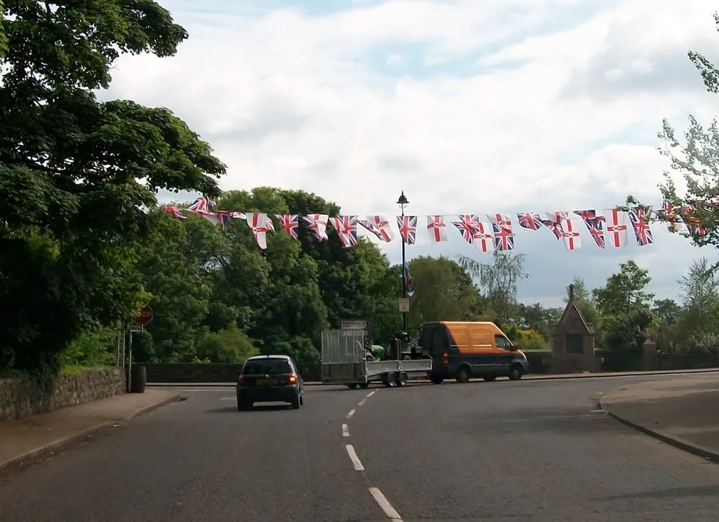 Photo showing: A flag or two at the junction of Castlecat Road and Knock Road