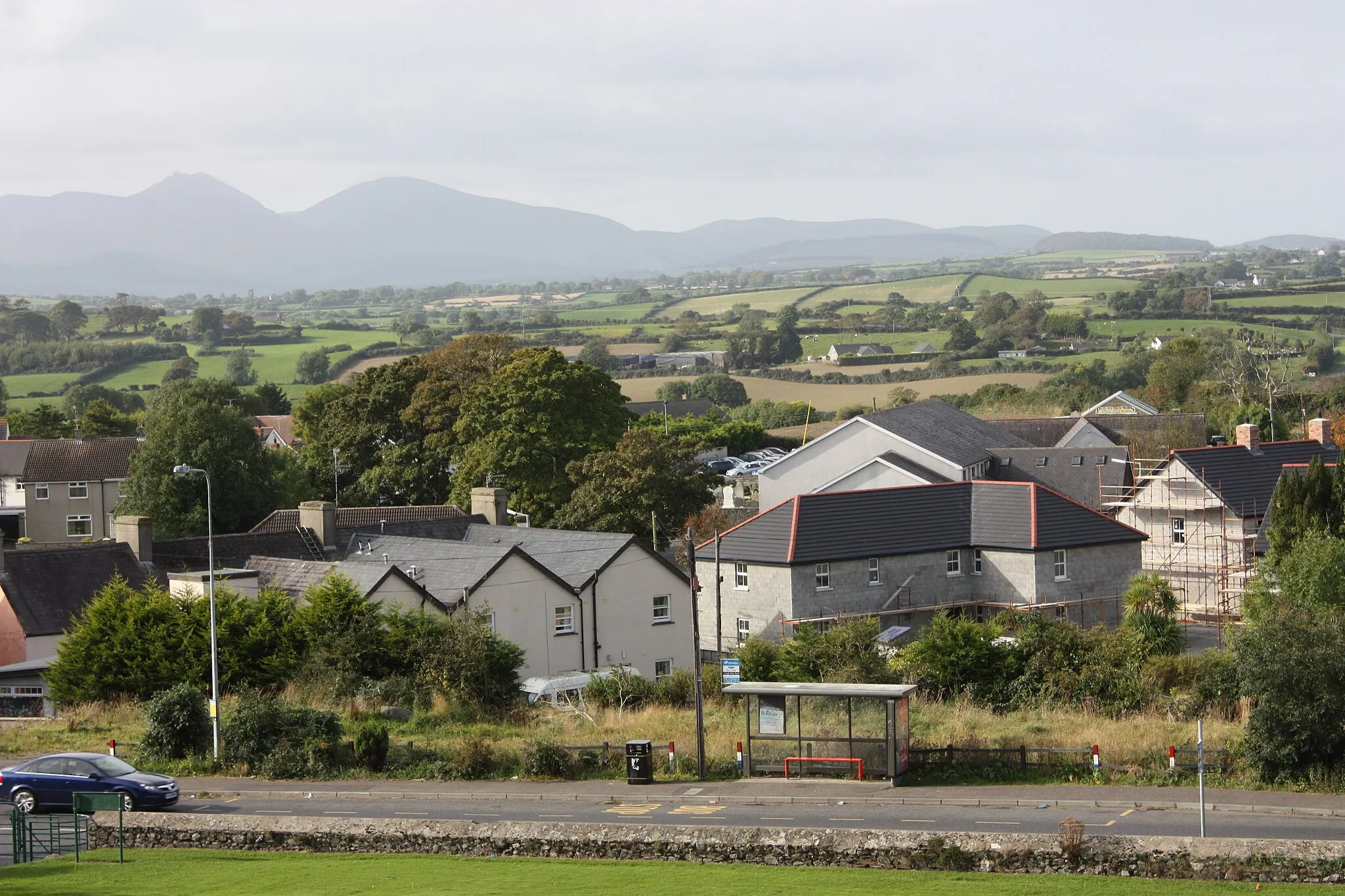 Photo showing: Clough and Main Street, viewed from Clough Castle, Main Street, Clough, County Down, Northern Ireland, October 2009