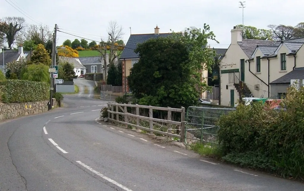 Photo showing: Sharp bend and road junction on the B180 at Maghera