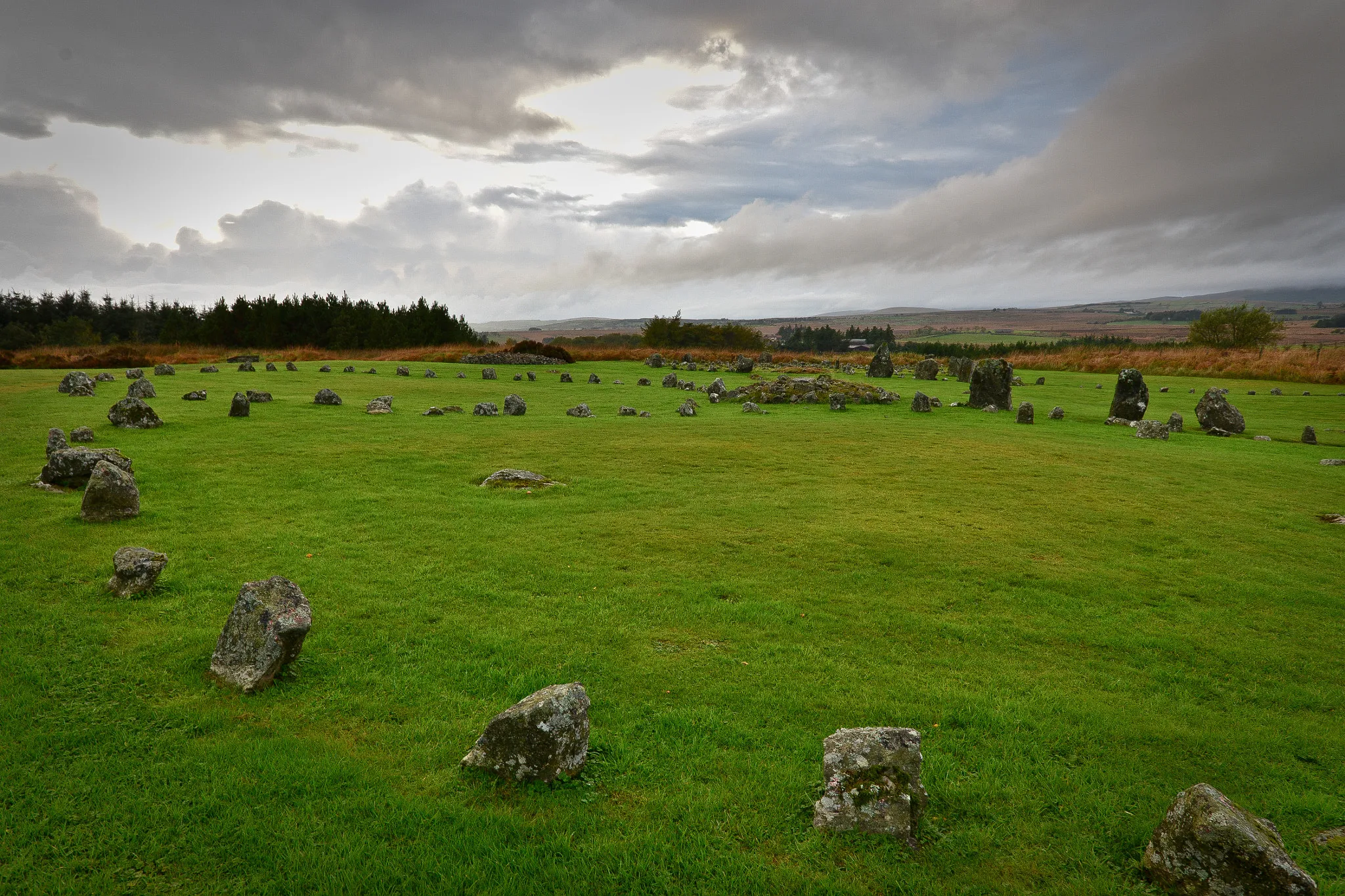 Photo showing: 500px provided description: Beaghmore is a complex of early Bronze Age megalithic features, stone circles and cairns, 8.5 miles north west of Cookstown, County Tyrone in Northern Ireland, on the south-east edge of the Sperrin Mountains. These images were captured on an overcast November afternoon in 2013. The stones were uncovered in the early 1940s during turf cutting, revealing some 1,269 stones. Dating from between 2000-1200 BC, they may be only a fraction of such features in the Sperrins, yet to be uncovered. []