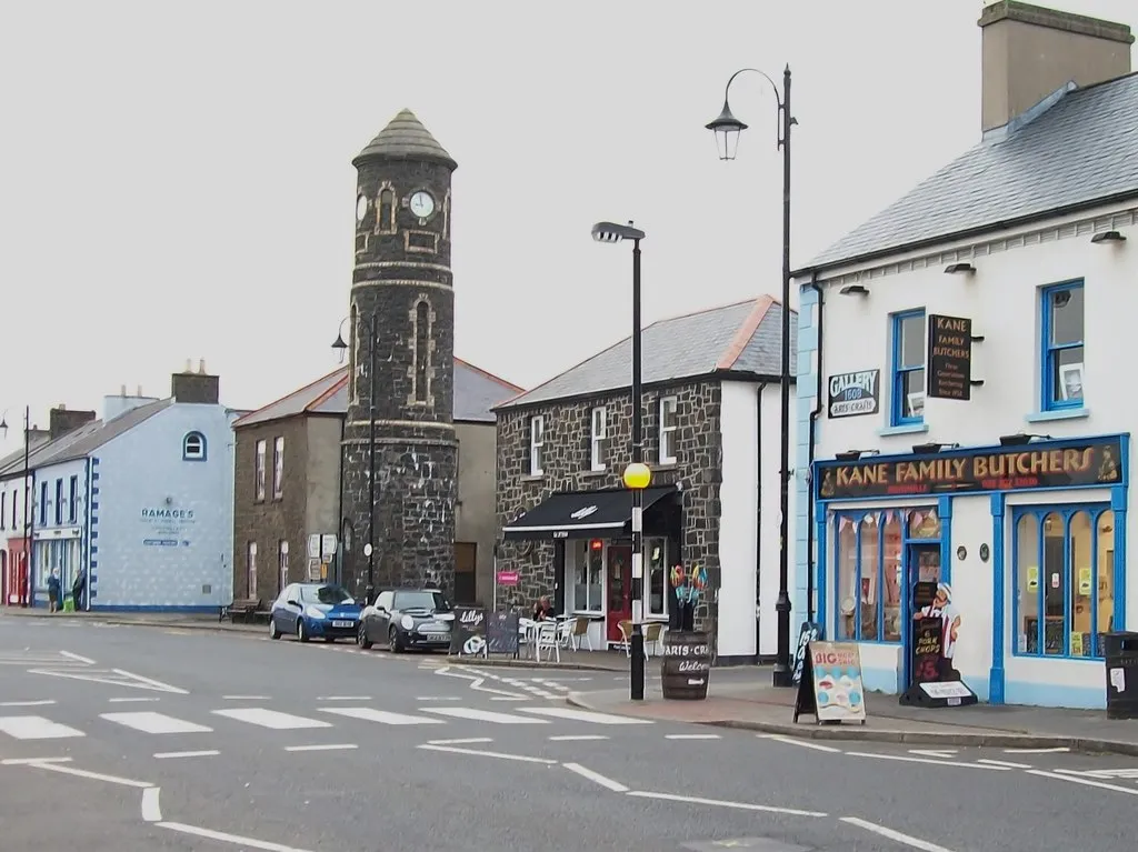 Photo showing: Businesses on the east side of The Diamond at Bushmills