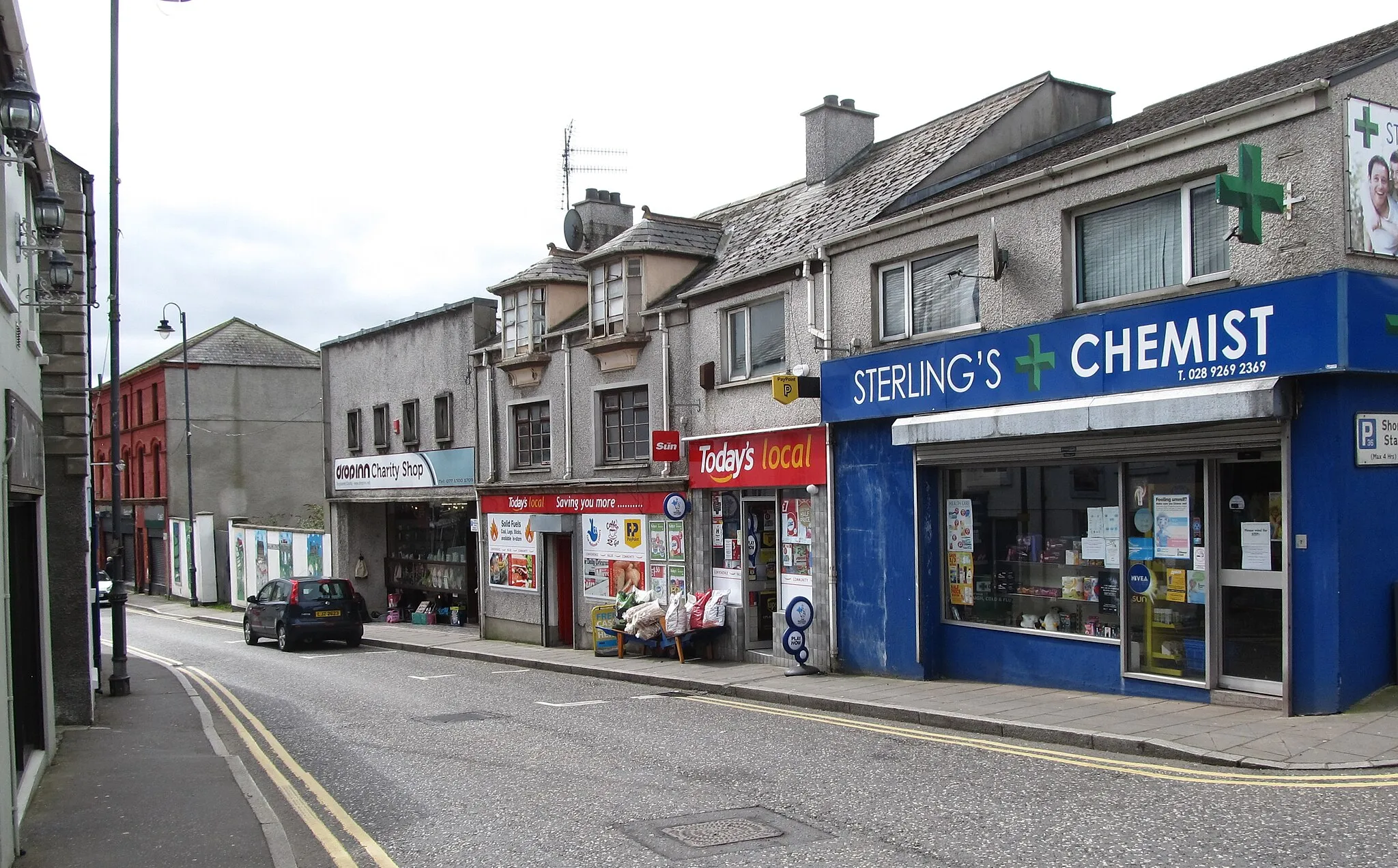 Photo showing: Businesses in Gallows Street, Dromore