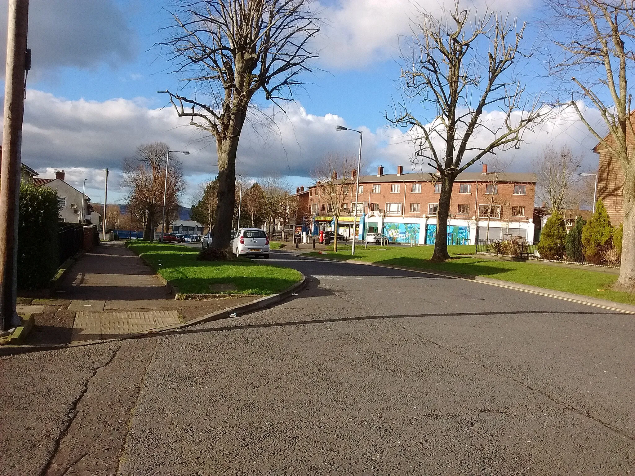 Photo showing: Clarawood estate, Belfast: Central part of the estate showing the shops