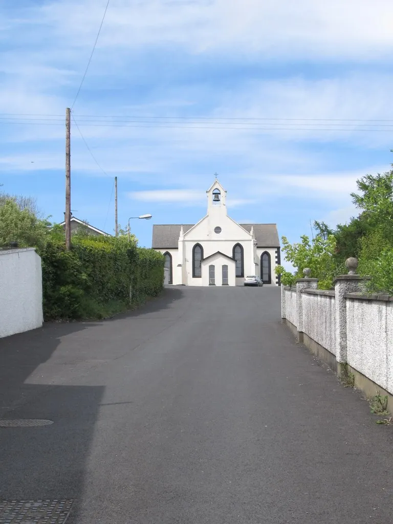 Photo showing: Drive leading up to St Laurence O'Toole Catholic Church, Belleek, Co Armagh