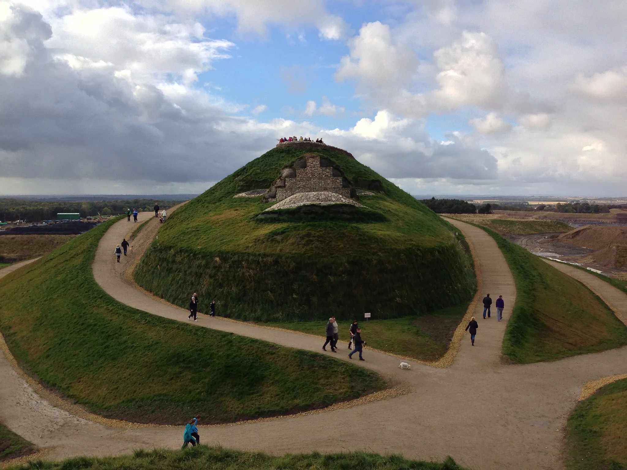 Photo showing: The face of the Northumberlandia land form sculpture, showing her lips, the underside of her nose, eyes and forehead.