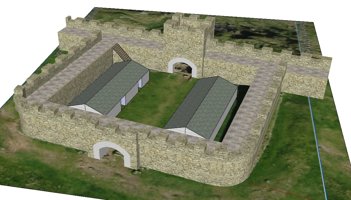 Photo showing: This is an impression of what a Mile Castle might have looked like ans was created in Google Sketchup - I have uploaded the SKP file to the 3 D warehouse and is available for download (http://sketchup.google.com/3dwarehouse/details?mid=97274e6b66c697cabd1b68f4d1016153&prevstart=0)