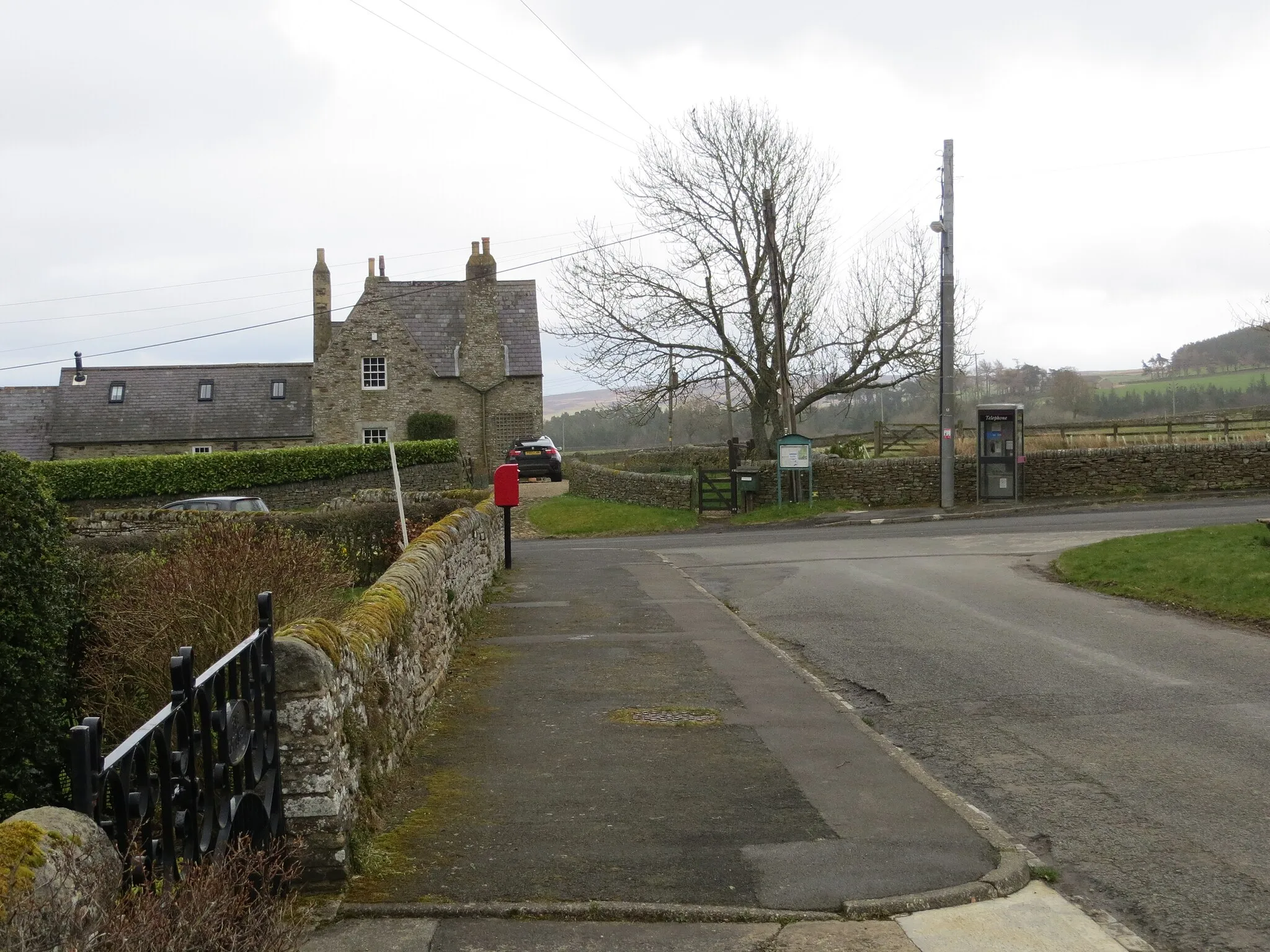 Photo showing: Road from St James' Church to main road in Hunstanworth