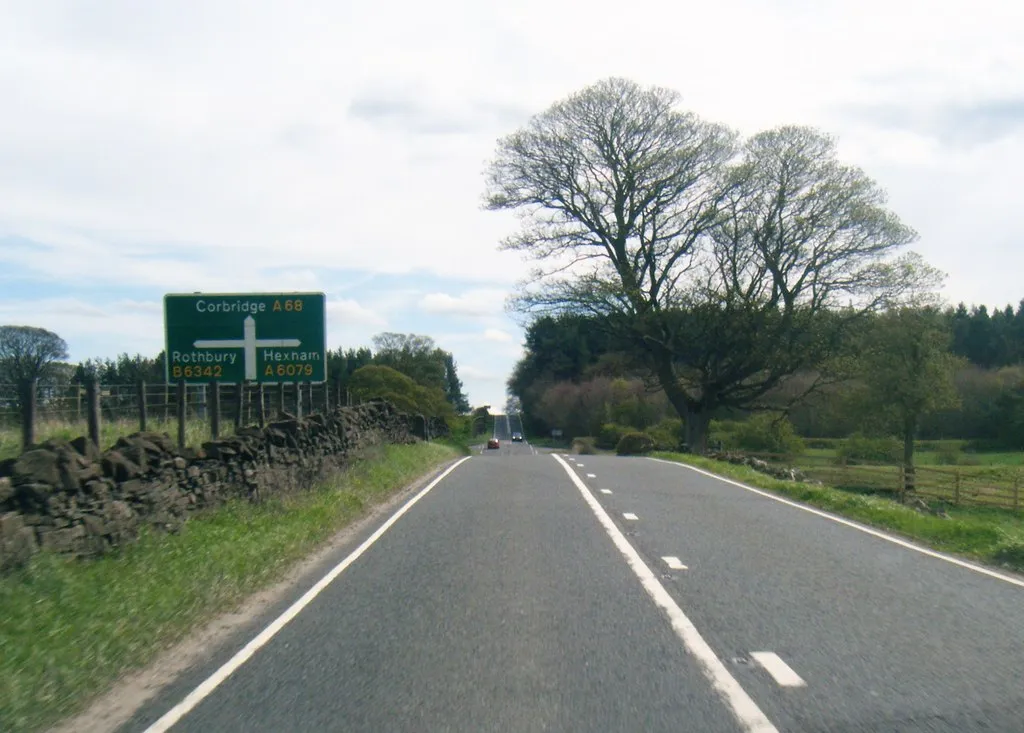 Photo showing: A68 nears A6079/B6342 junction