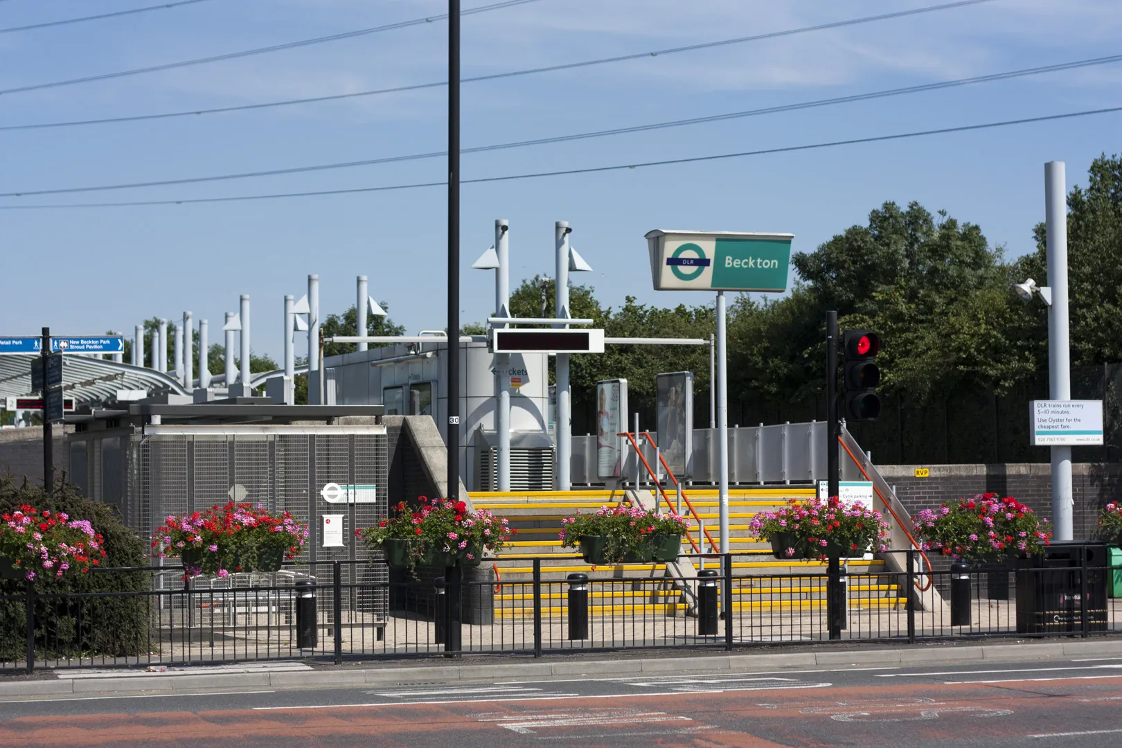 Photo showing: Stairs to Beckton DLR, there's also a ramp at the left side, not shown here