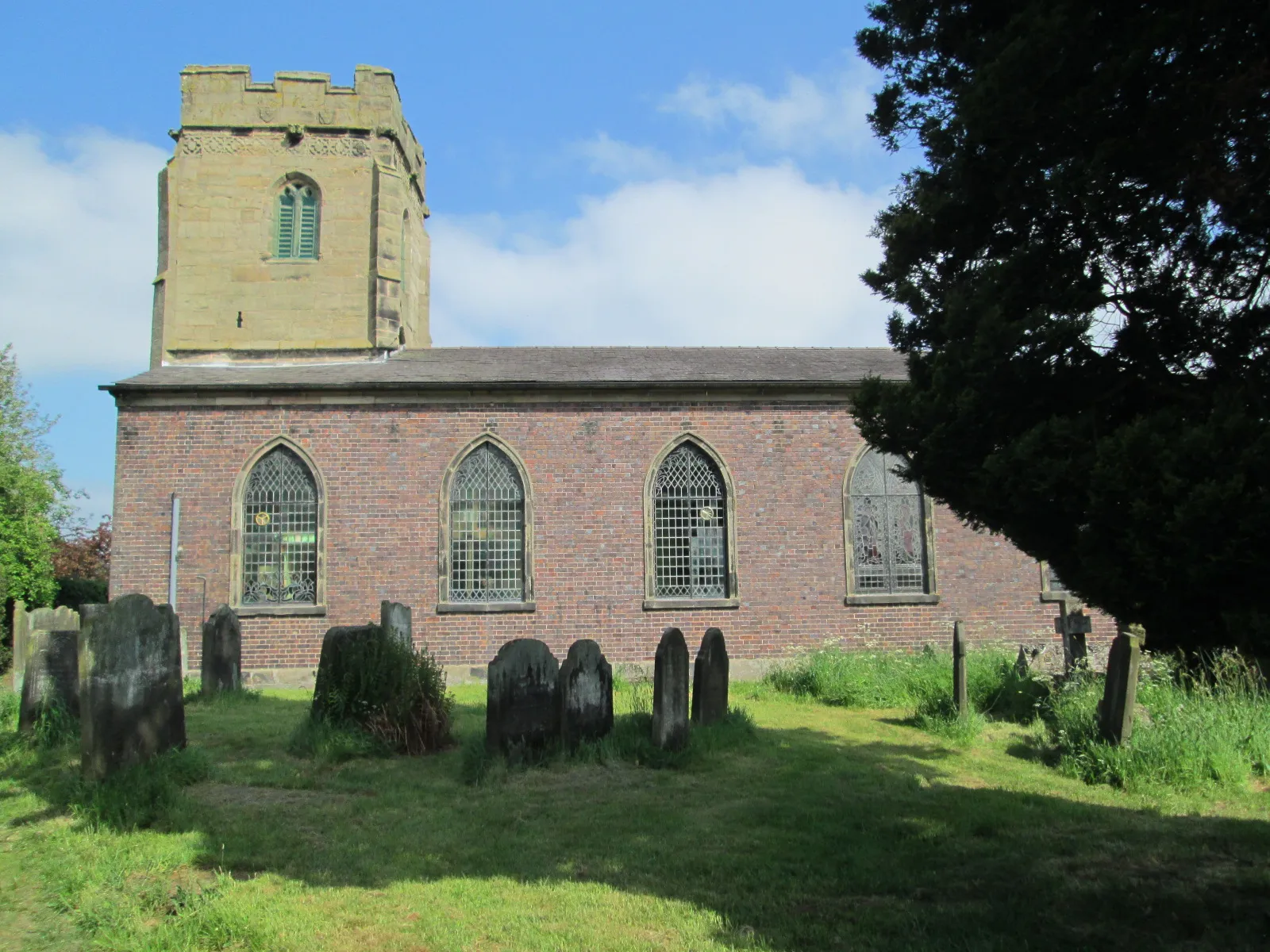 Photo showing: All Saints' Church, in Milwich, Staffordshire, viewed from the south.