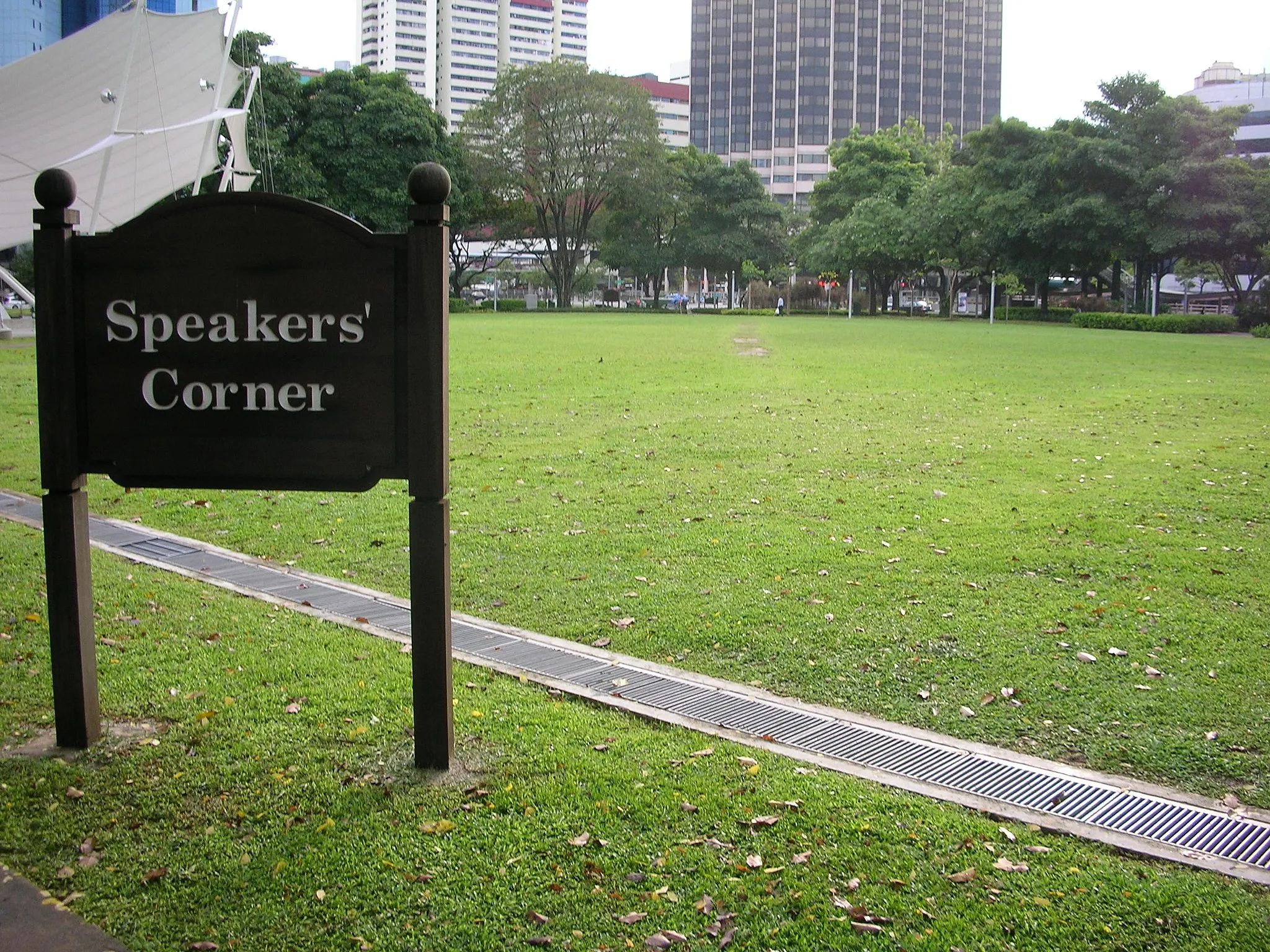 Photo showing: A deserted Speakers' Corner in Singapore.