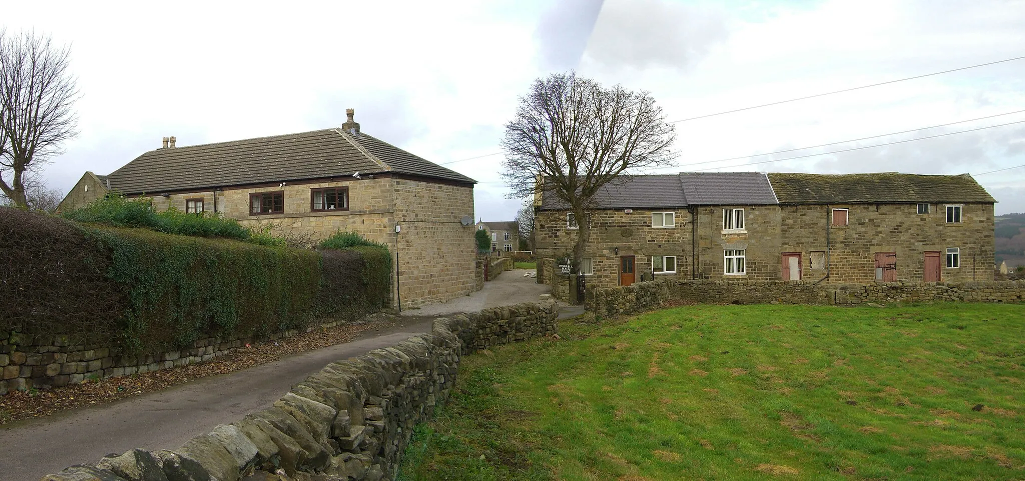 Photo showing: Worrall Hall Farm and Worrall Hall in the village of Worrall near Sheffield.