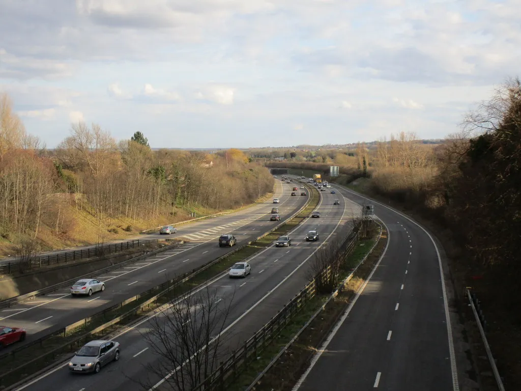 Photo showing: A1(M) looking south from Low Road footbridge