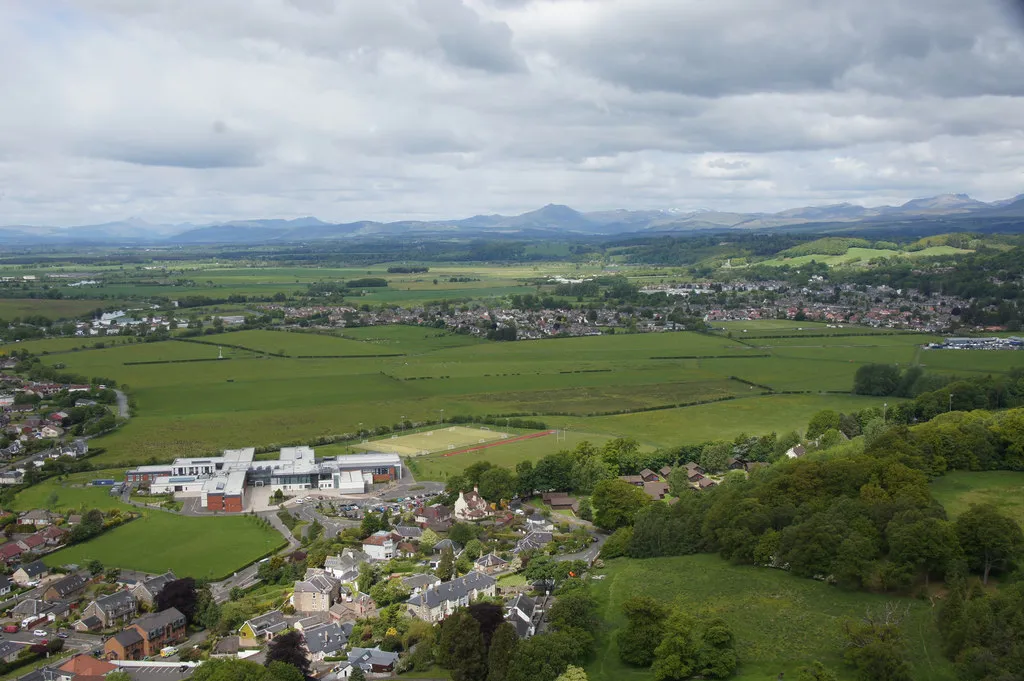 Photo showing: Wallace High School, Causewayhead, Stirling, from the Wallace Monument