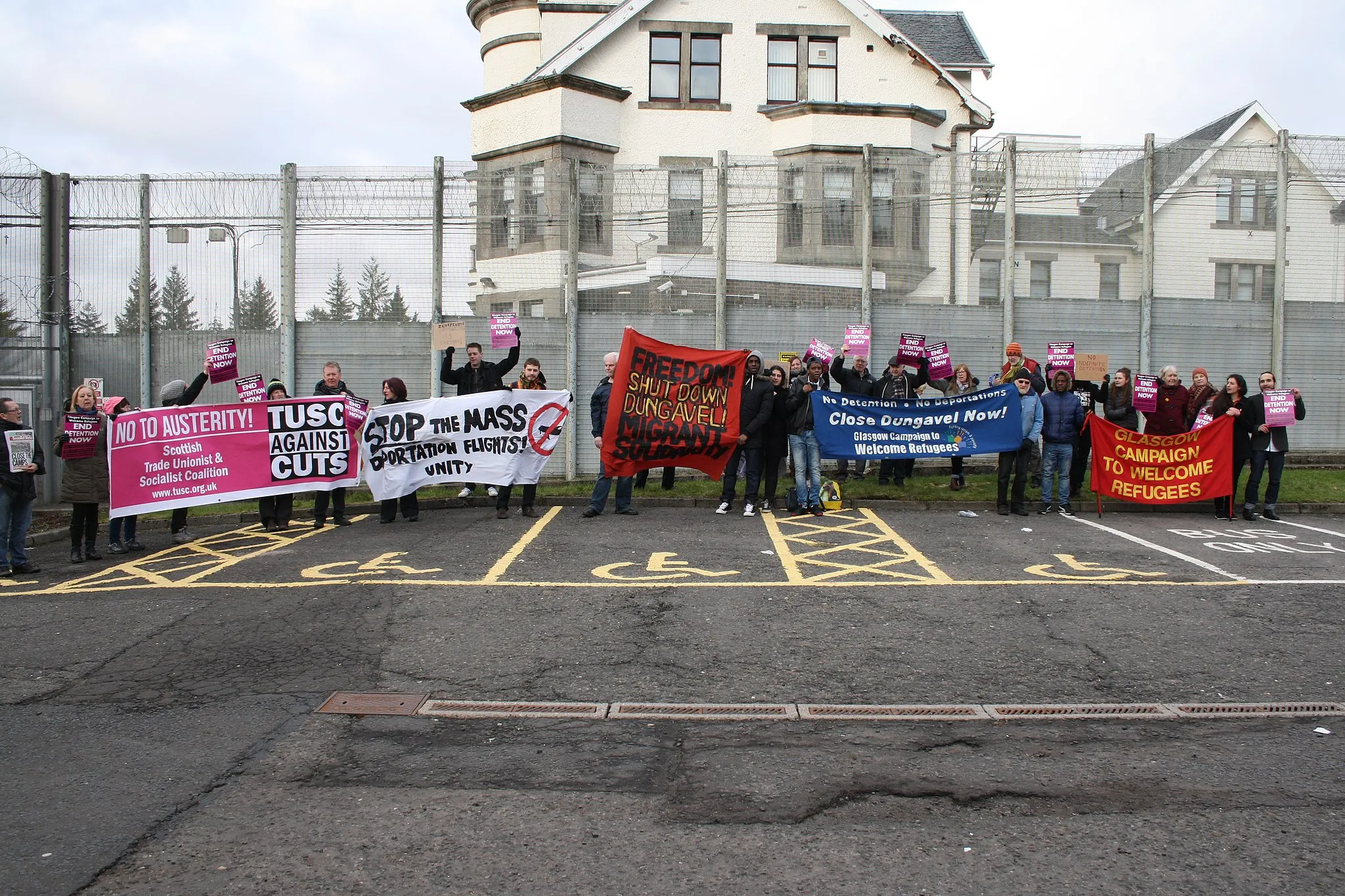 Photo showing: Protests against Dungavel Detention Centre.