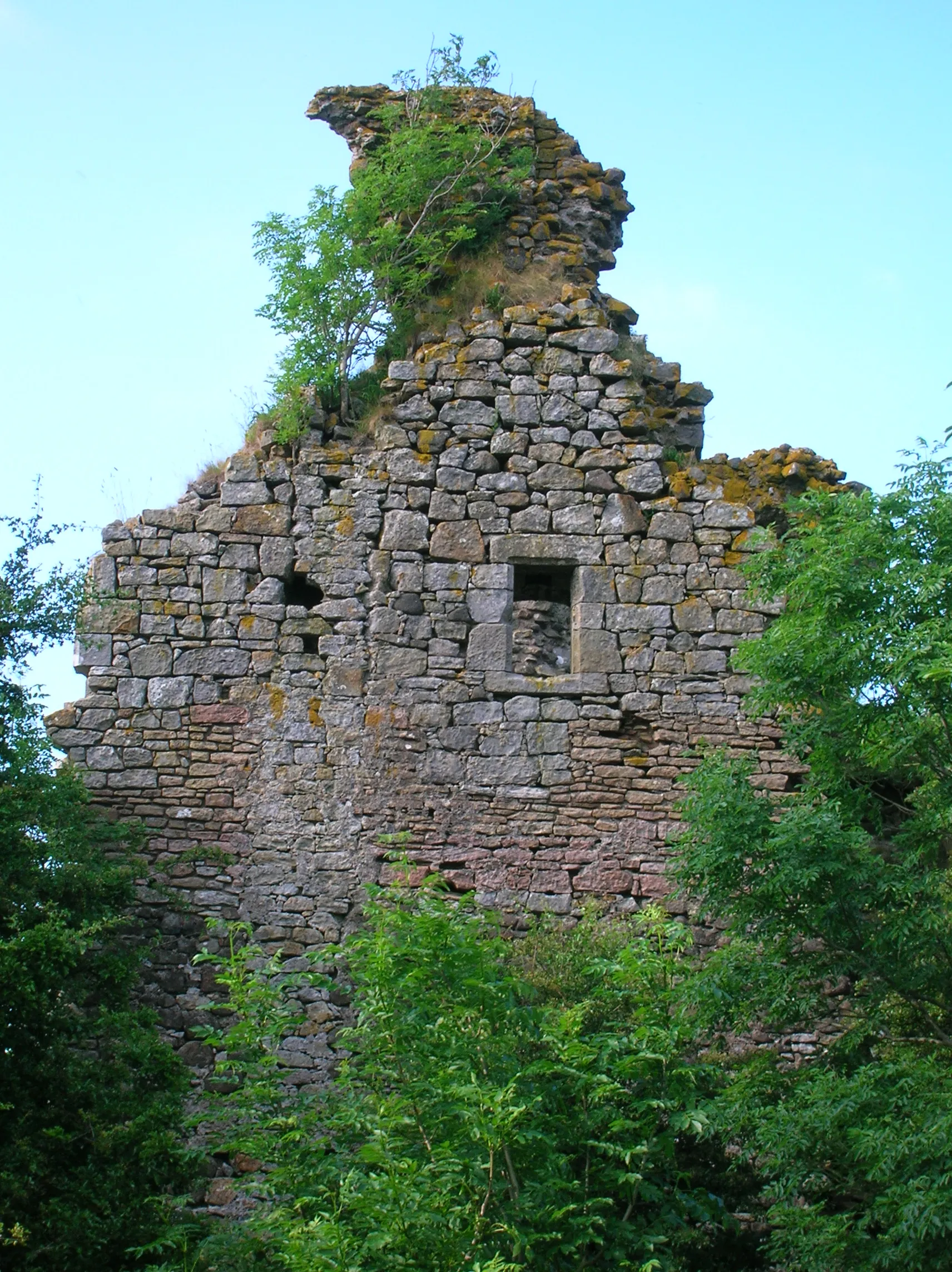 Photo showing: Craigie Castle, Riccarton, Kilmarnock, Ayrshire, Scotland. The East wall of the keep.