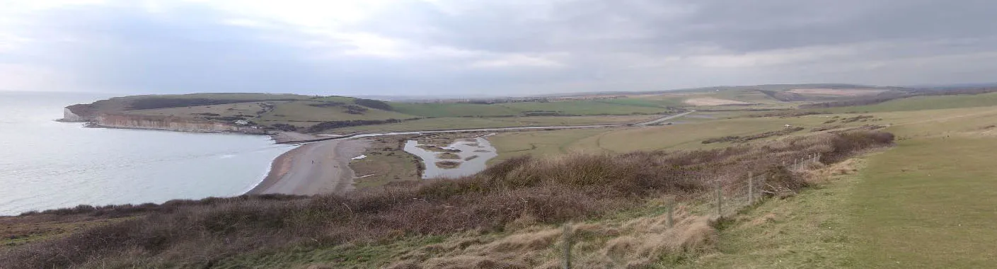 Photo showing: Panorama of Cuckmere Haven and River Cuckmere, England
Image by ChrisO

Captioned As
{