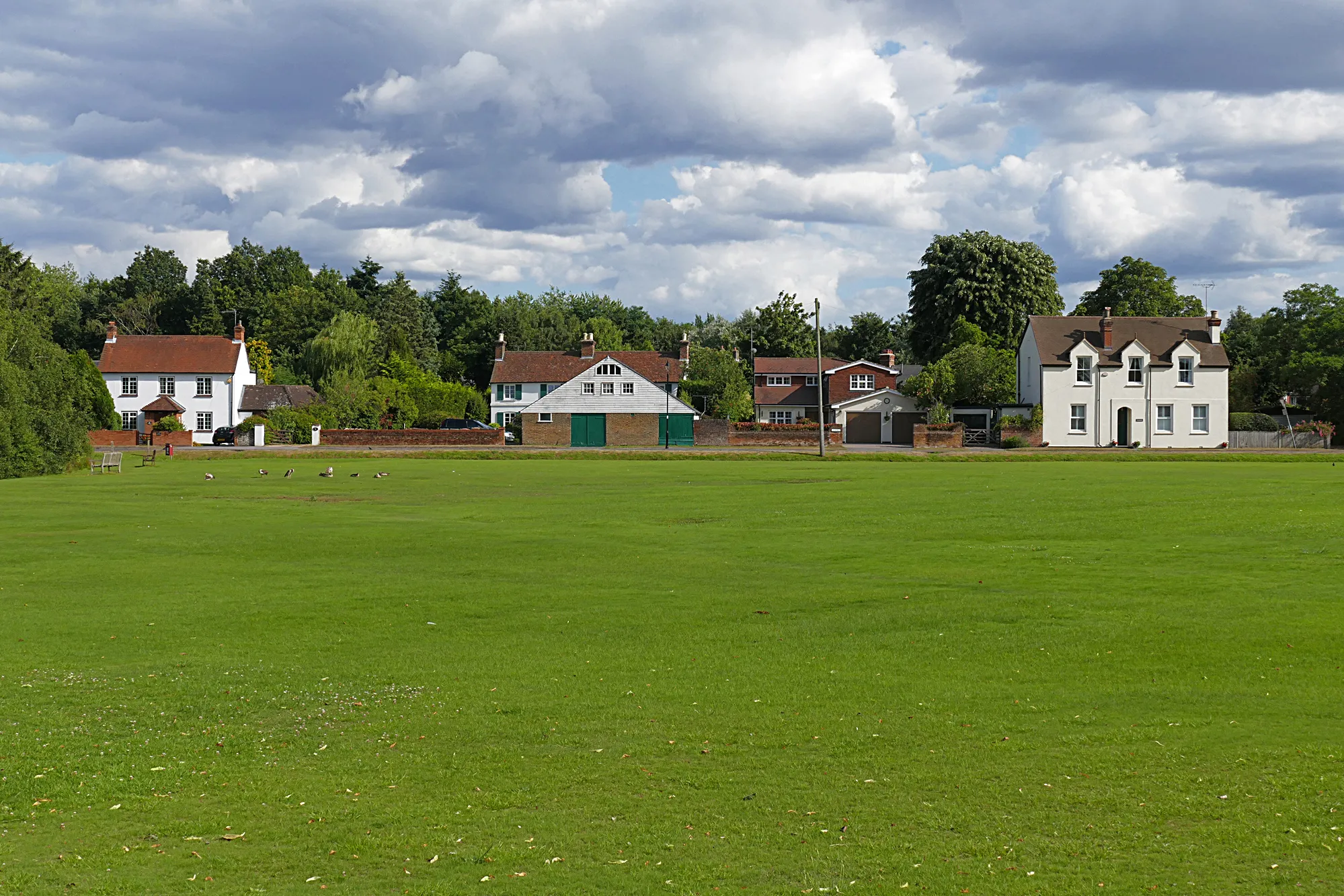 Photo showing: Houses by the green, Pirbright