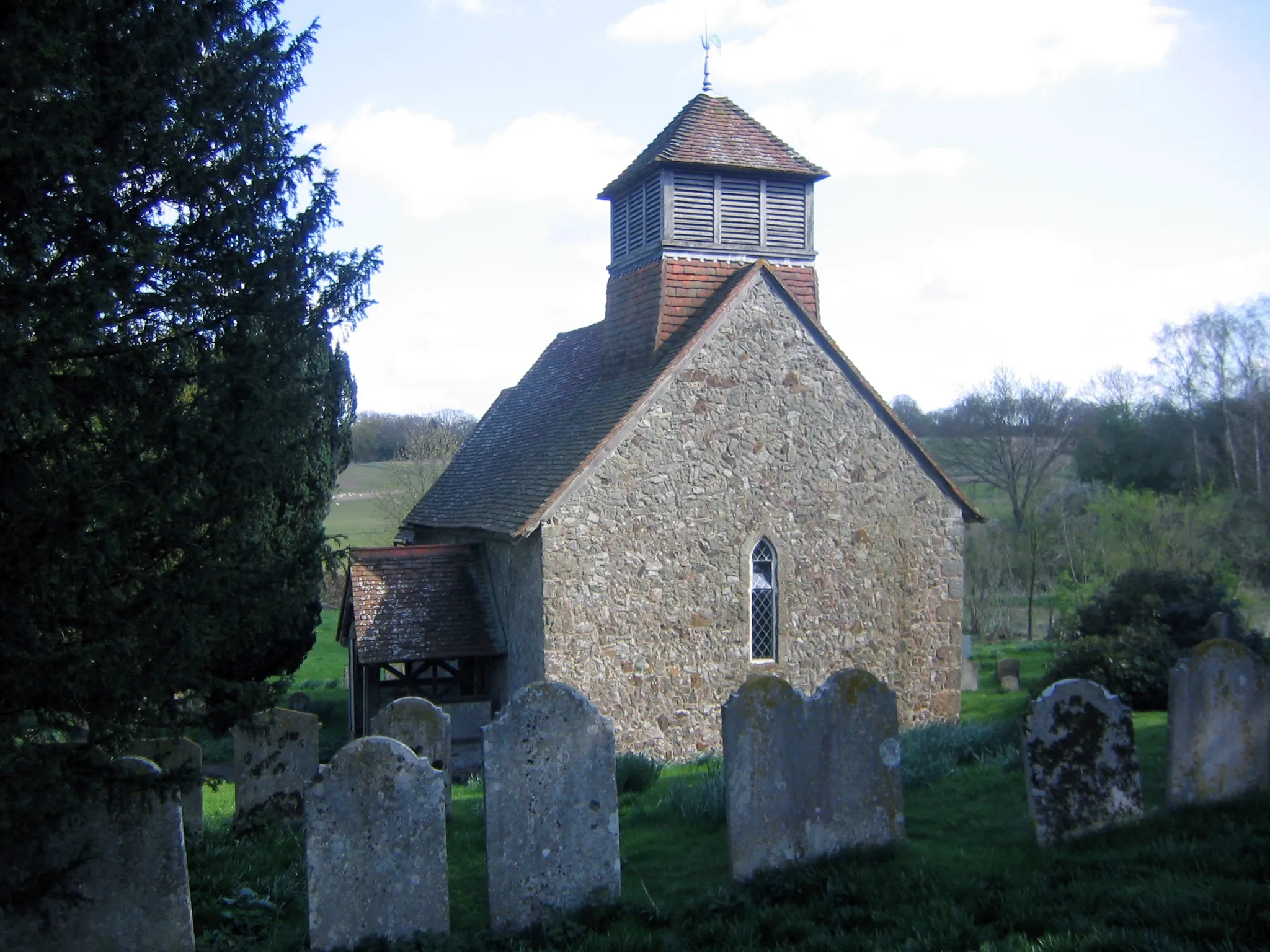 Photo showing: St Agatha's parish church, Coates, West Sussex, seen from the west