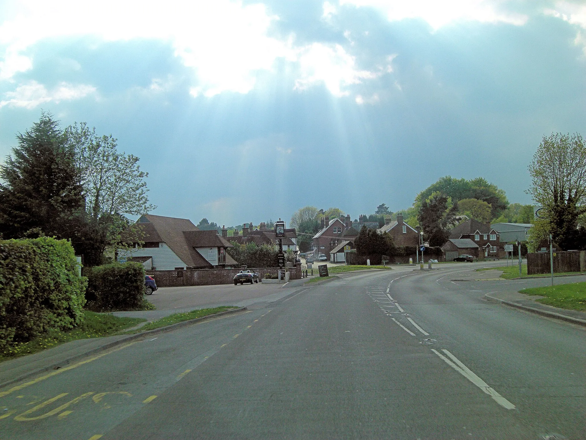 Photo showing: A267 passes The Cross in Hand Inn
