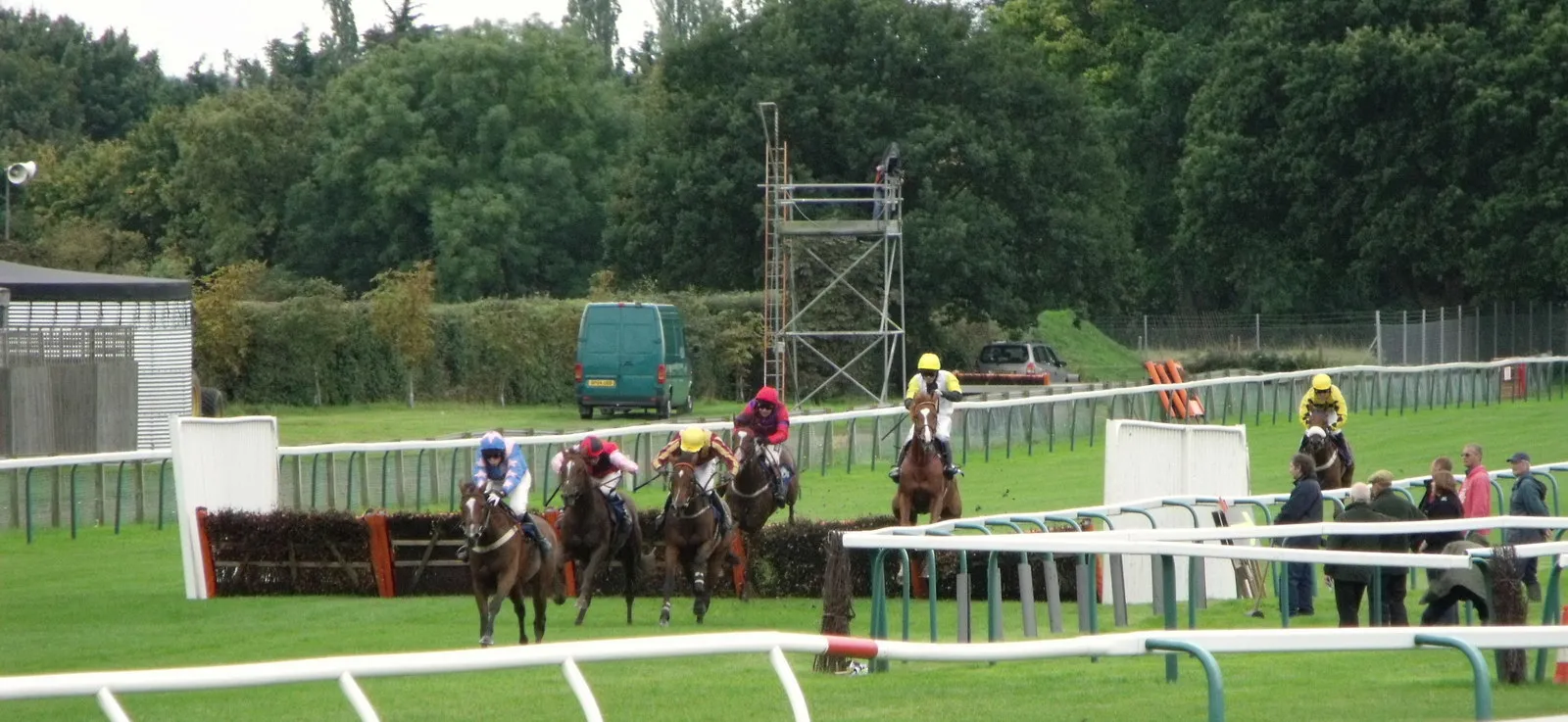 Photo showing: 'Safely over the last', A hurdle race at Fontwell
