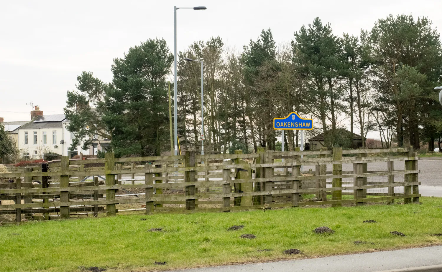 Photo showing: Animal pens at road junction