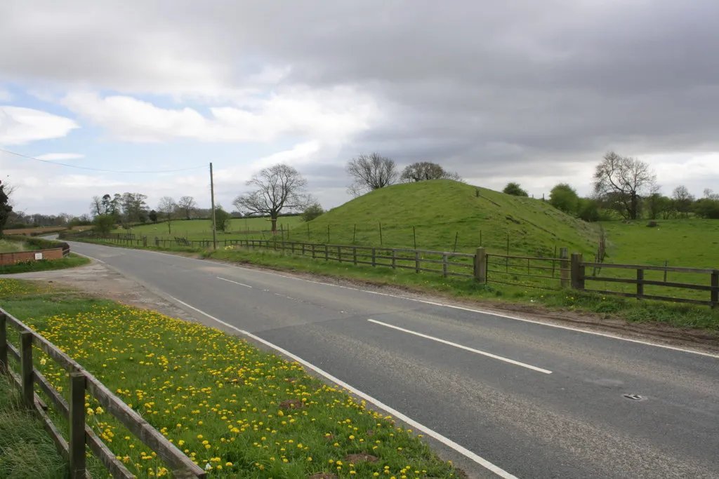 Photo showing: A167 and embankment of disused railway