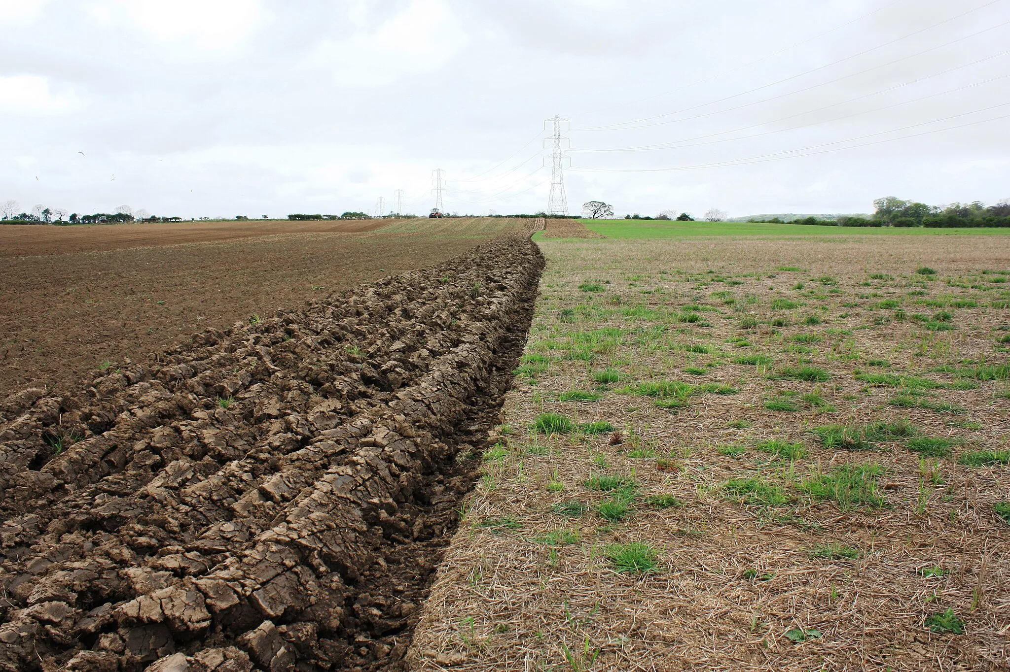 Photo showing: Freshly ploughed furrows