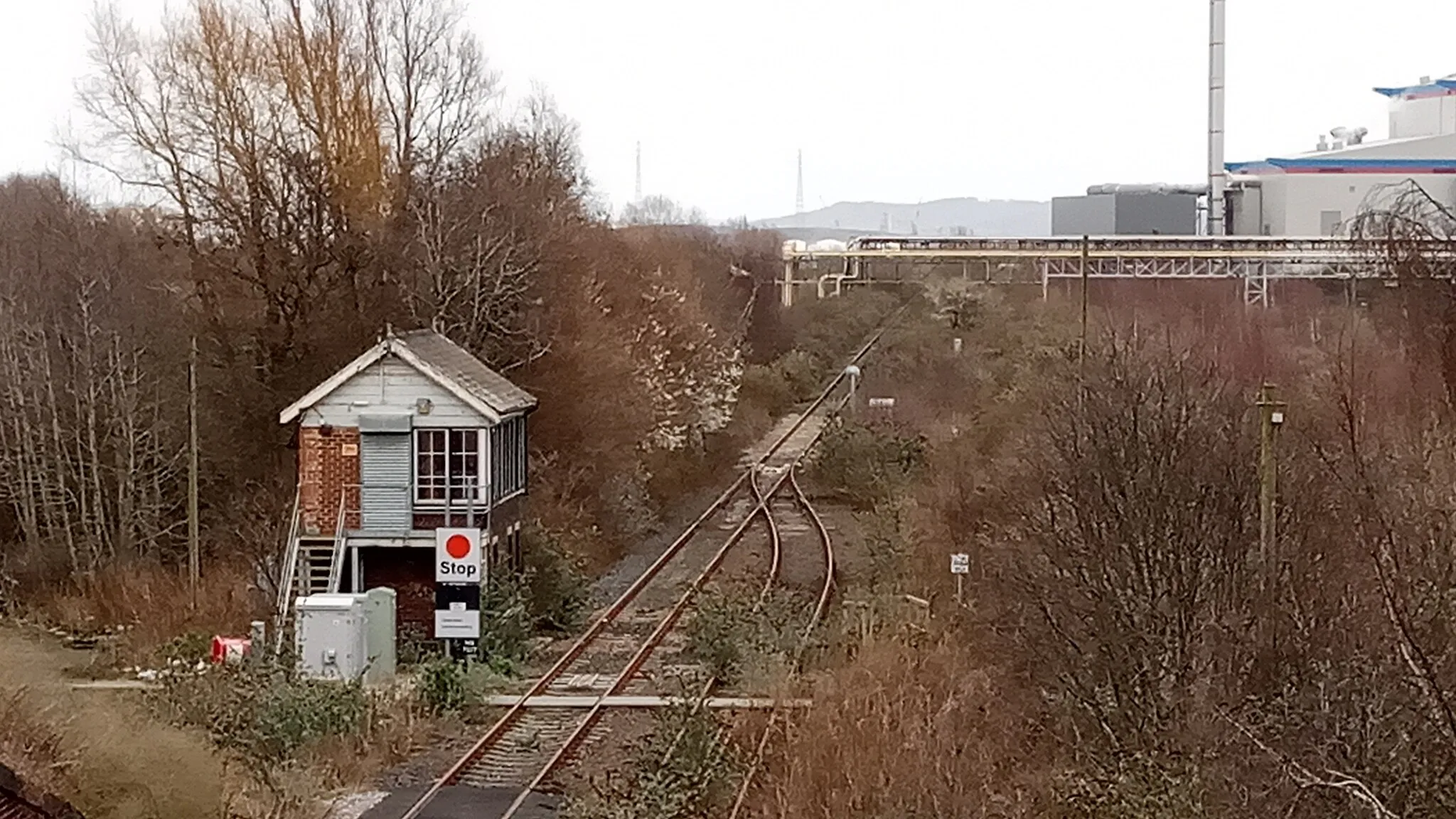 Photo showing: Belasis Lane signal box, Billingham. March 2023. Port Clarence branch line.