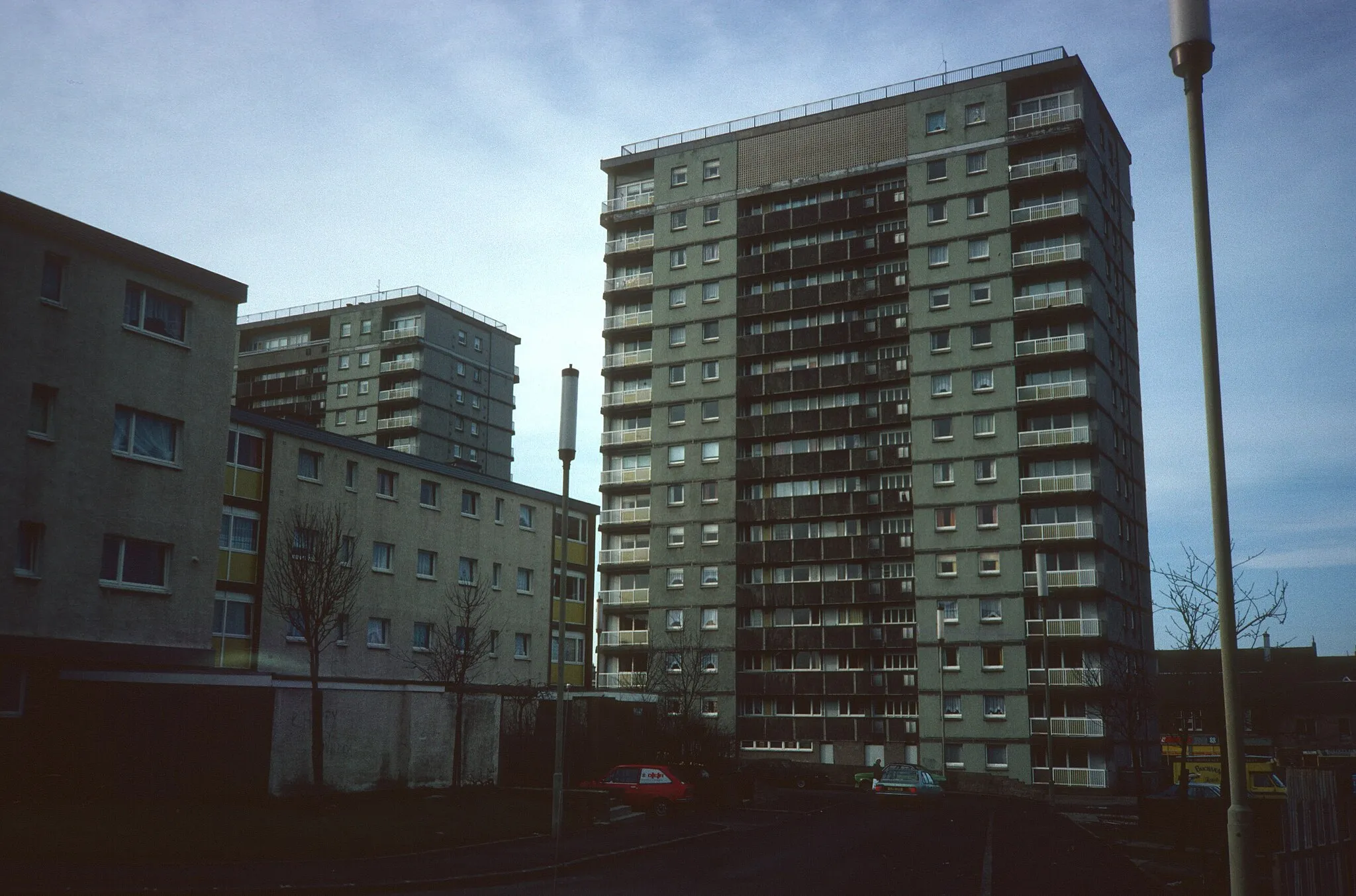 Photo showing: View of towers in the Whifflet area of Coatbridge, Scotland, photographed in 1983