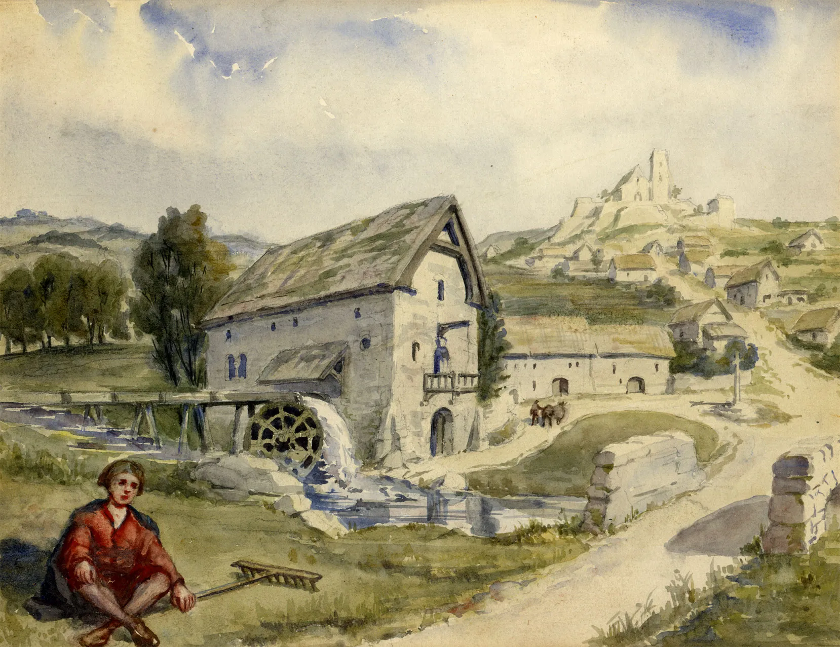 Photo showing: Watercolour by Henry Somerfield; Theme, Walsall Landscape, Walsall Artist, rural, work