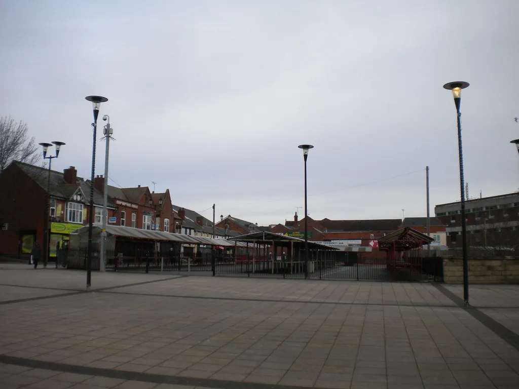 Photo showing: Market stalls, Wednesbury