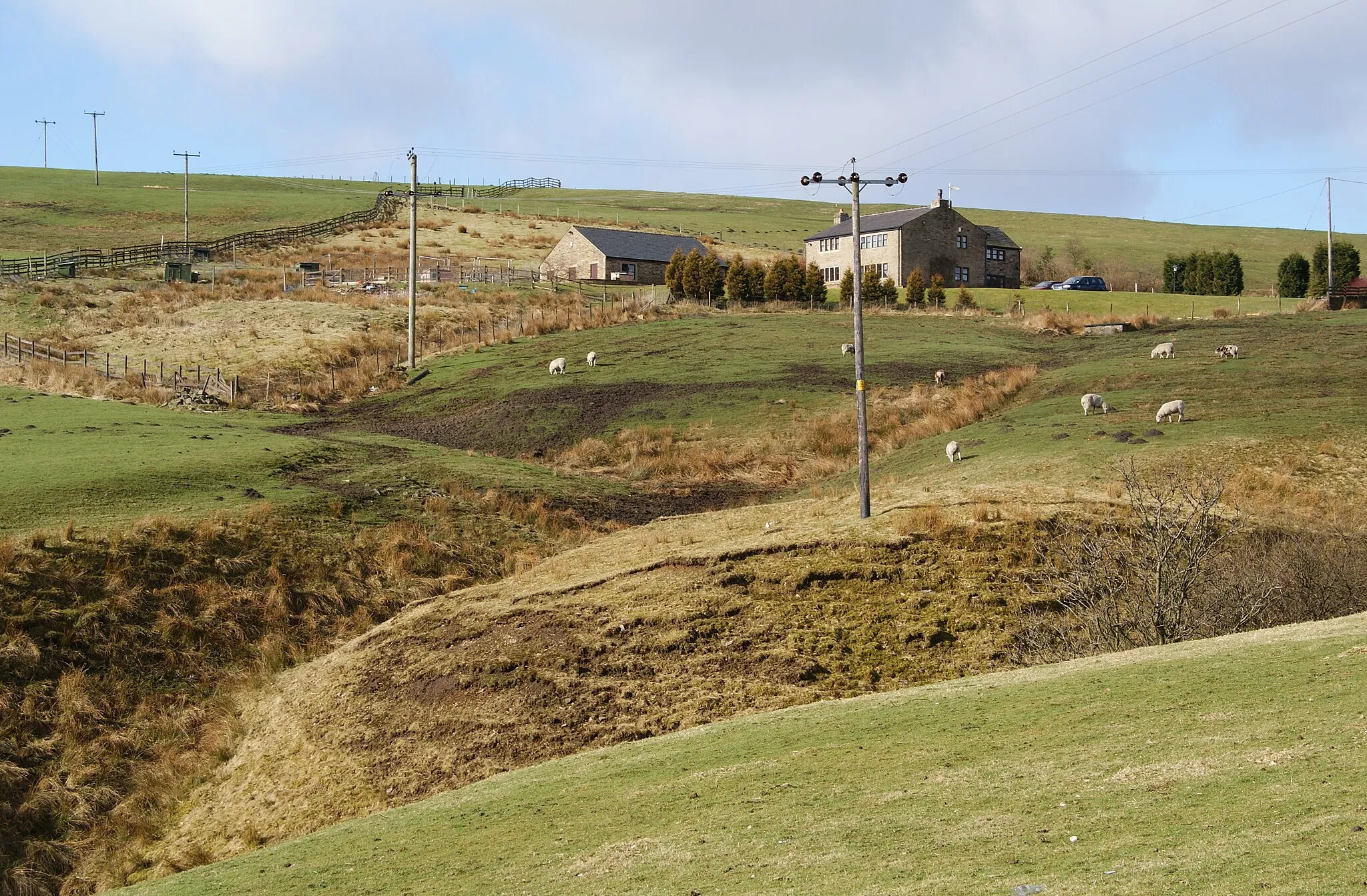 Photo showing: A house on the hillside This is above the A640 near Denshaw.