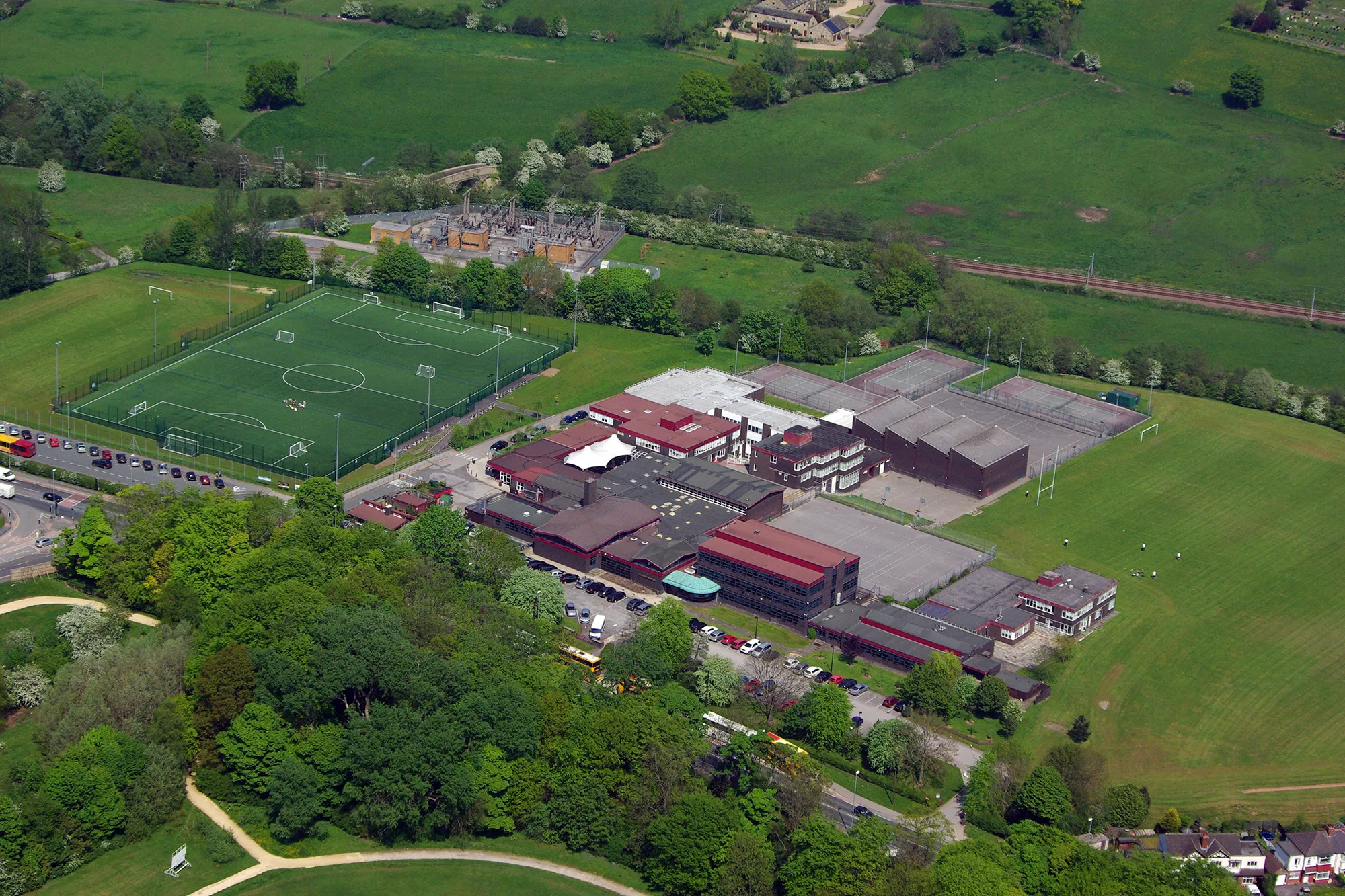 Photo showing: Aerial photograph of St. Mary's Catholic High School, Menston