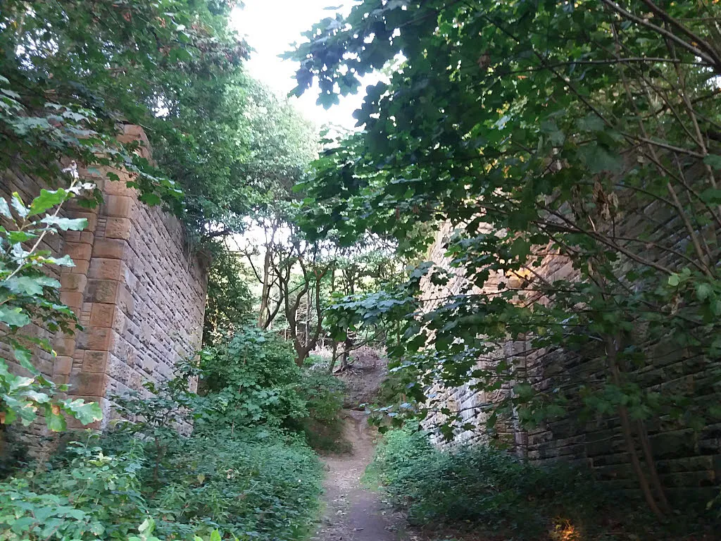 Photo showing: Abutments of an old railway bridge