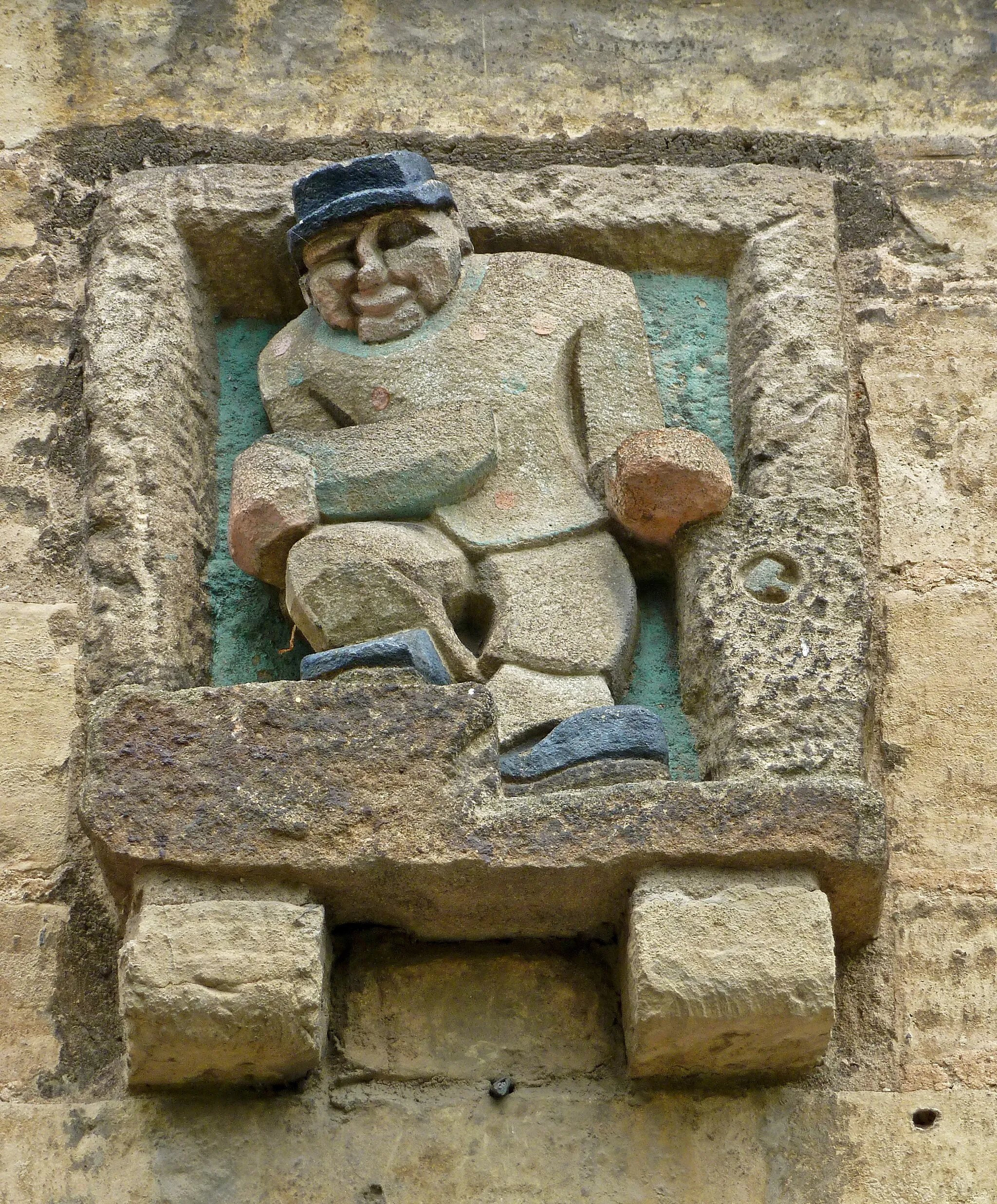 Photo showing: A figure on the former granary in Linton, West Yorkshire.  Taken by Flickr user: Tim Green aka atouch on Sunday the 17th of June 2012.