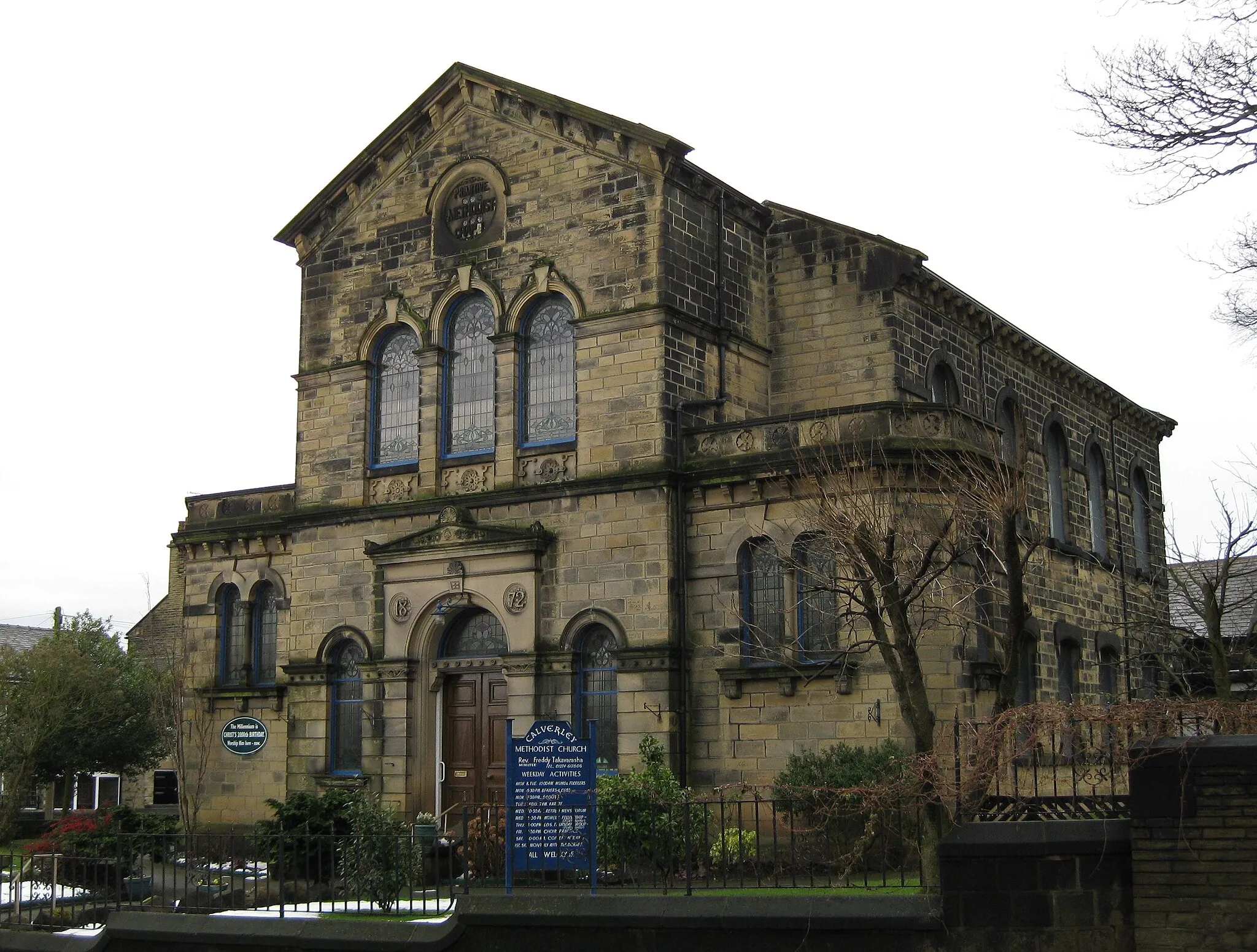 Photo showing: Methodist Church, Calverley, Leeds LS28.  Dated 1872.  On the A657