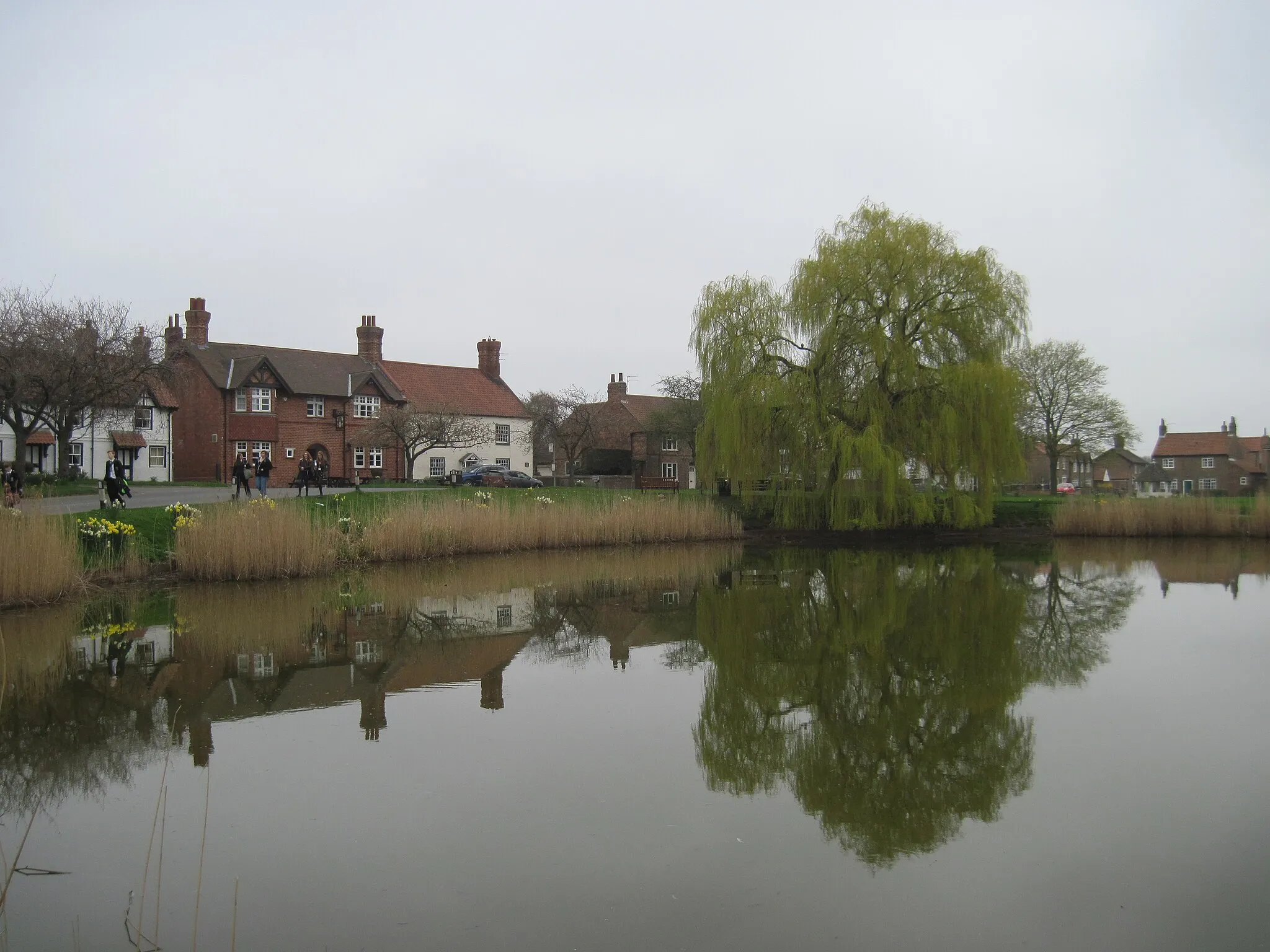 Photo showing: A  Reflective  village  pond  at  Askham  Richard