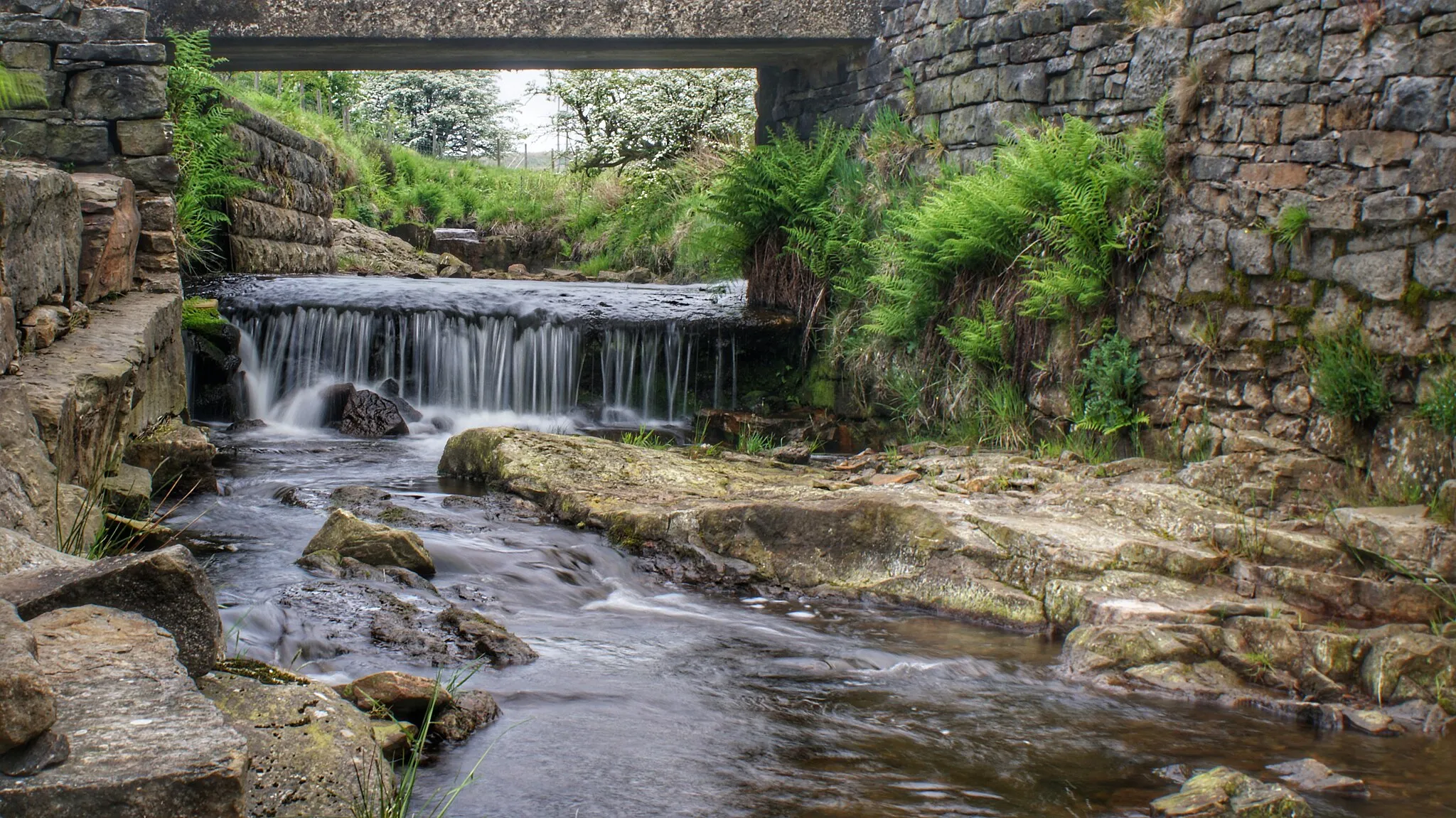 Photo showing: One of the bridges just before Cheesden Lumb Mill, near Ashworth Moor Reservoir.