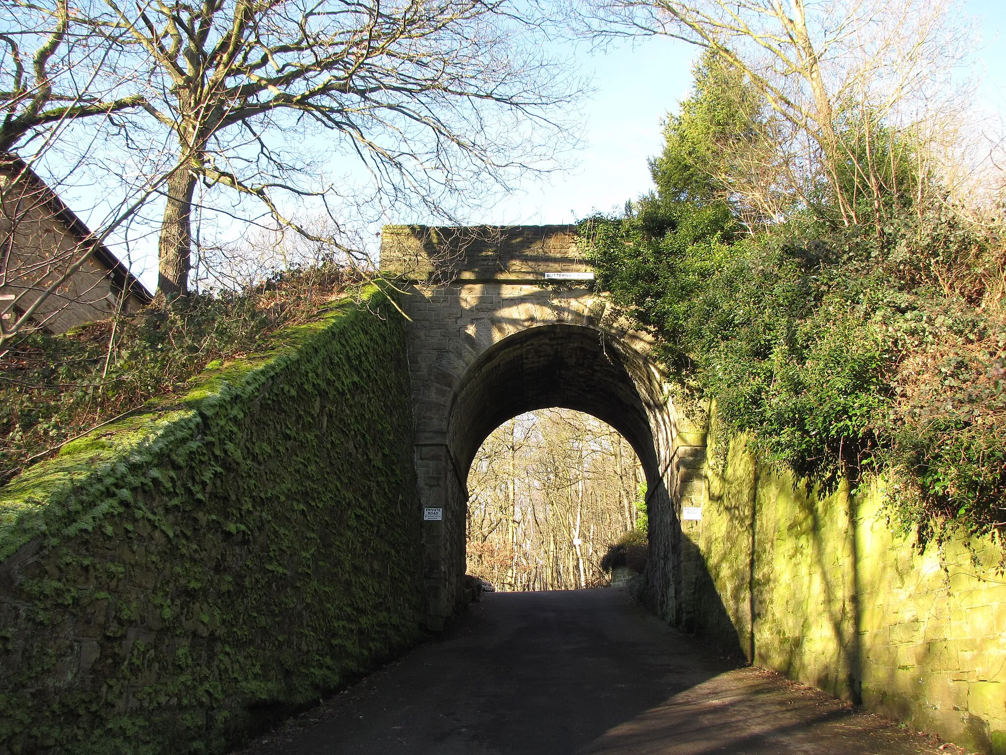 Photo showing: Arch bridge, ex Meltham branch line near Butternab Ridge at Netherton