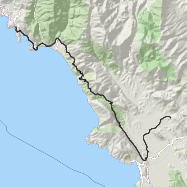 Map miniature of "Jug Cycle Route 1" cycling inspiration in Jug, Albania. Generated by Tarmacs.app cycling route planner