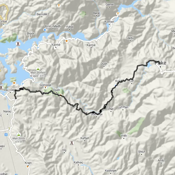 Map miniature of "Discover Kodra Çardakut Cycling Trail" cycling inspiration in Veri, Albania. Generated by Tarmacs.app cycling route planner