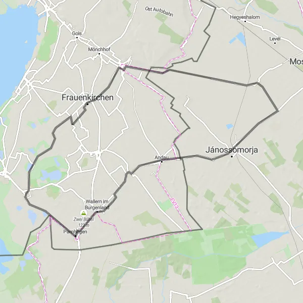 Map miniature of "Pamhagen Loop" cycling inspiration in Burgenland, Austria. Generated by Tarmacs.app cycling route planner