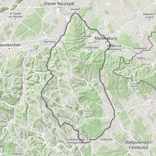 Map miniature of "Legendary Road Cycling Challenge" cycling inspiration in Burgenland, Austria. Generated by Tarmacs.app cycling route planner