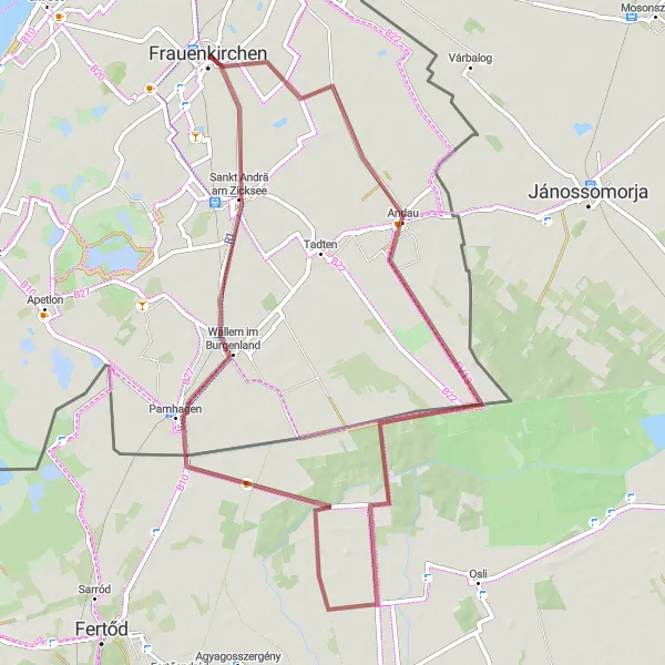 Map miniature of "Cultural Heritage Ride" cycling inspiration in Burgenland, Austria. Generated by Tarmacs.app cycling route planner